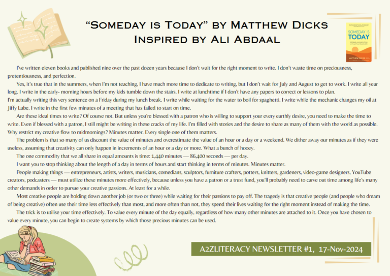 #1 – Newsletter: “Someday is Today” by Matthew Dicks