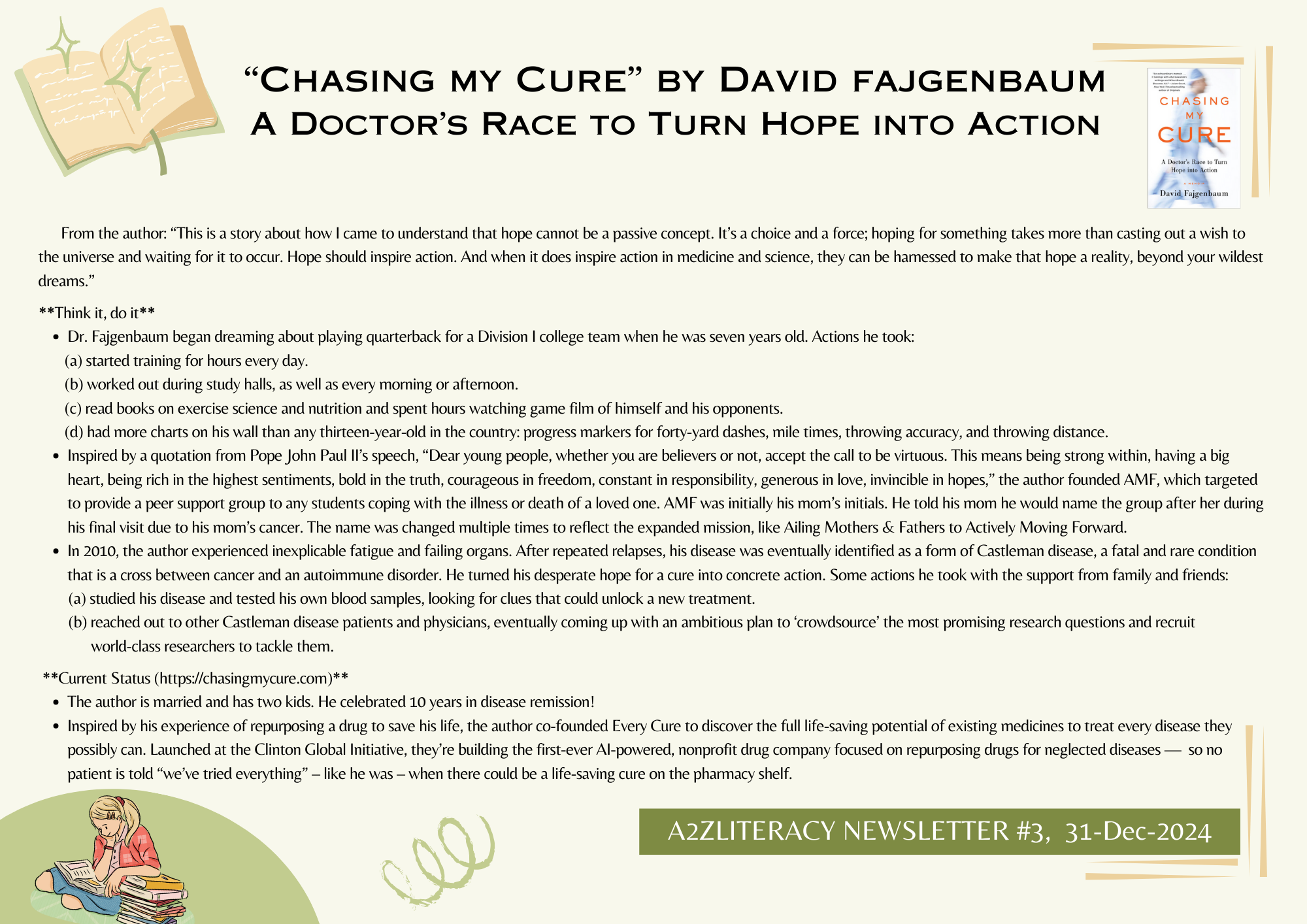 Read more about the article #3 – Newsletter: “Chasing my Cure” by David Fajgenbaum