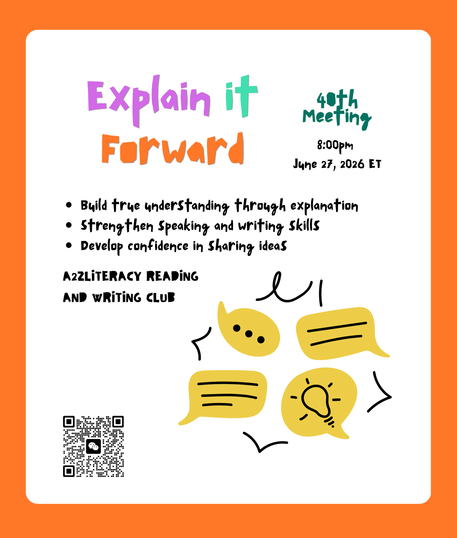 Read more about the article #40 – Reading and Writing Club Meeting: Explain it Forward
