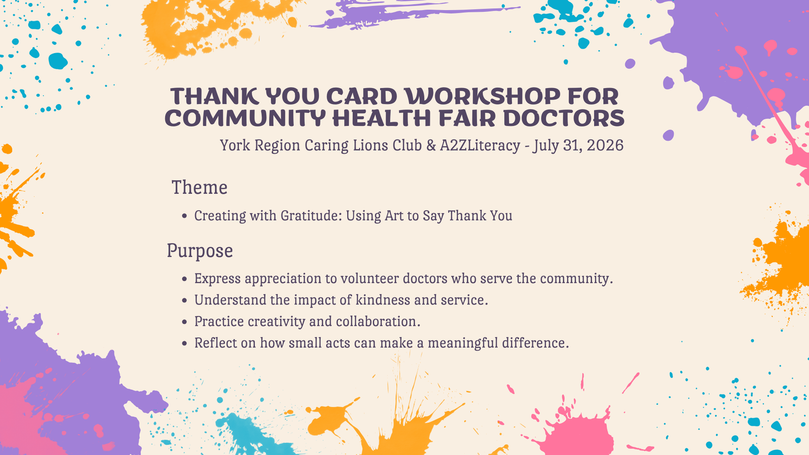 You are currently viewing Thank you Card Workshop for Community Health Fair Doctors